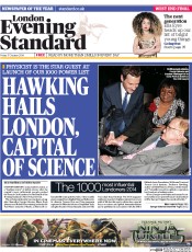 London Evening Standard Newspaper Front Page (UK) for 18 October 2014