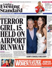 London Evening Standard Newspaper Front Page (UK) for 18 December 2014
