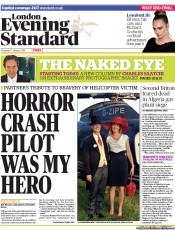 London Evening Standard (UK) Newspaper Front Page for 18 January 2013