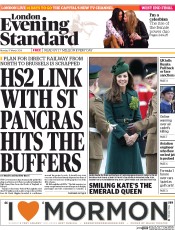 London Evening Standard (UK) Newspaper Front Page for 18 March 2014