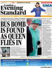 London Evening Standard (UK) Newspaper Front Page for 18 May 2011