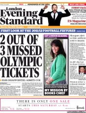 London Evening Standard Newspaper Front Page (UK) for 18 June 2011