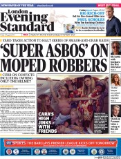 London Evening Standard (UK) Newspaper Front Page for 18 August 2014