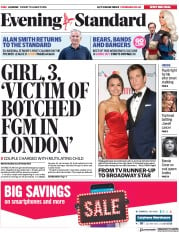 London Evening Standard (UK) Newspaper Front Page for 18 August 2018