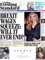 London Evening Standard (UK) Newspaper Front Page for 19 October 2017