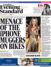 London Evening Standard Newspaper Front Page (UK) for 19 November 2012
