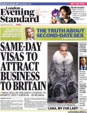 London Evening Standard (UK) Newspaper Front Page for 19 February 2013