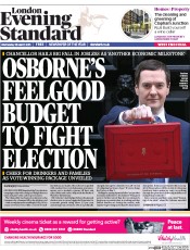 London Evening Standard (UK) Newspaper Front Page for 19 March 2015