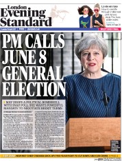 London Evening Standard (UK) Newspaper Front Page for 19 April 2017