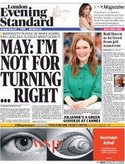 London Evening Standard (UK) Newspaper Front Page for 19 May 2017