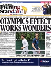 London Evening Standard Newspaper Front Page (UK) for 19 July 2012