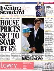 London Evening Standard Newspaper Front Page (UK) for 19 July 2013