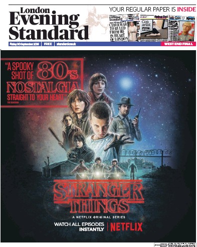 London Evening Standard Newspaper Front Page (UK) for 1 October 2016