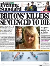 London Evening Standard (UK) Newspaper Front Page for 1 January 2016