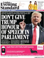 London Evening Standard (UK) Newspaper Front Page for 1 February 2017