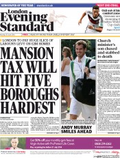 London Evening Standard Newspaper Front Page (UK) for 1 July 2014
