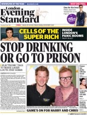 London Evening Standard Newspaper Front Page (UK) for 1 August 2014