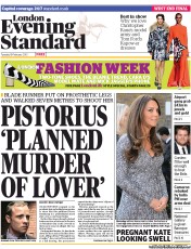 London Evening Standard Newspaper Front Page (UK) for 20 February 2013