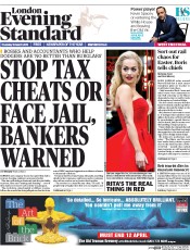 London Evening Standard (UK) Newspaper Front Page for 20 March 2015