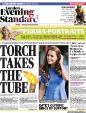 London Evening Standard (UK) Newspaper Front Page for 20 July 2012
