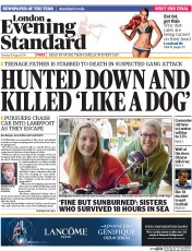 London Evening Standard (UK) Newspaper Front Page for 20 August 2014