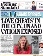 London Evening Standard Newspaper Front Page (UK) for 20 August 2015