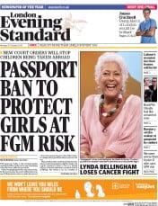 London Evening Standard Newspaper Front Page (UK) for 21 October 2014