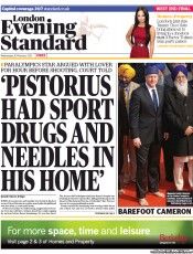 London Evening Standard Newspaper Front Page (UK) for 21 February 2013