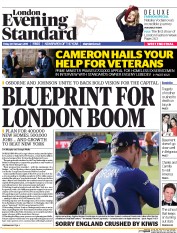 London Evening Standard Newspaper Front Page (UK) for 21 February 2015