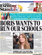 London Evening Standard (UK) Newspaper Front Page for 21 June 2012