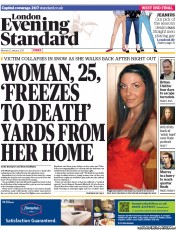 London Evening Standard (UK) Newspaper Front Page for 22 January 2013