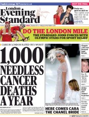 London Evening Standard Newspaper Front Page (UK) for 22 January 2014