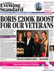 London Evening Standard Newspaper Front Page (UK) for 22 January 2015