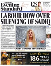 London Evening Standard (UK) Newspaper Front Page for 22 September 2017