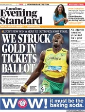 London Evening Standard (UK) Newspaper Front Page for 23 June 2011