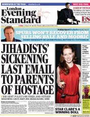 London Evening Standard Newspaper Front Page (UK) for 23 August 2014