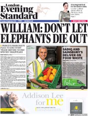London Evening Standard (UK) Newspaper Front Page for 23 September 2016