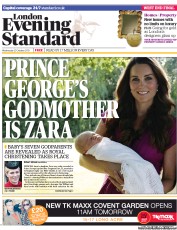 London Evening Standard (UK) Newspaper Front Page for 24 October 2013