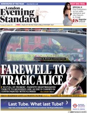 London Evening Standard Newspaper Front Page (UK) for 24 October 2014