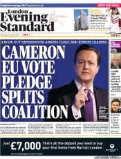 London Evening Standard (UK) Newspaper Front Page for 24 January 2013