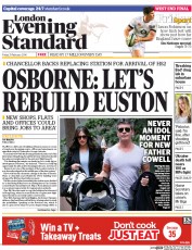 London Evening Standard Newspaper Front Page (UK) for 24 February 2014