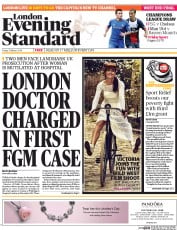 London Evening Standard Newspaper Front Page (UK) for 24 March 2014