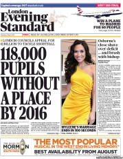London Evening Standard (UK) Newspaper Front Page for 24 April 2013