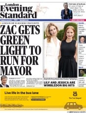 London Evening Standard Newspaper Front Page (UK) for 24 June 2015