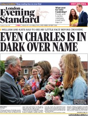 London Evening Standard (UK) Newspaper Front Page for 24 July 2013