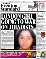 London Evening Standard Newspaper Front Page (UK) for 25 November 2014