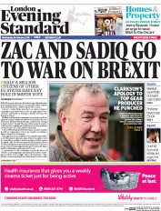 London Evening Standard (UK) Newspaper Front Page for 25 February 2016