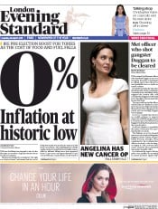 London Evening Standard (UK) Newspaper Front Page for 25 March 2015