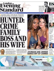 London Evening Standard (UK) Newspaper Front Page for 25 May 2015