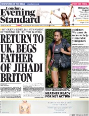 London Evening Standard Newspaper Front Page (UK) for 25 June 2014